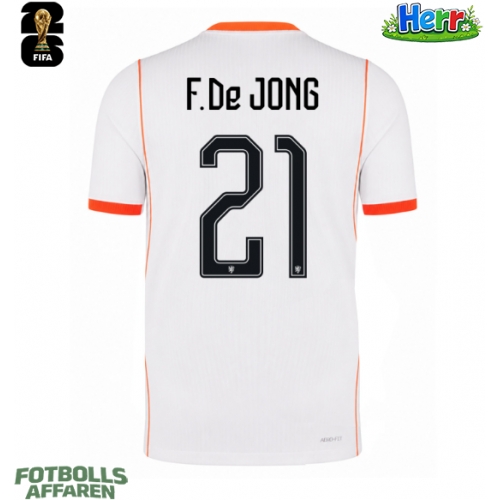 Nederländerna Frenkie de Jong #21 Bortatröja VM 2026 Kortärmad